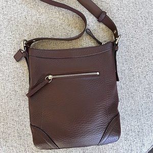 Coach Leather Convertible Cross Body Purse in Dark Brown